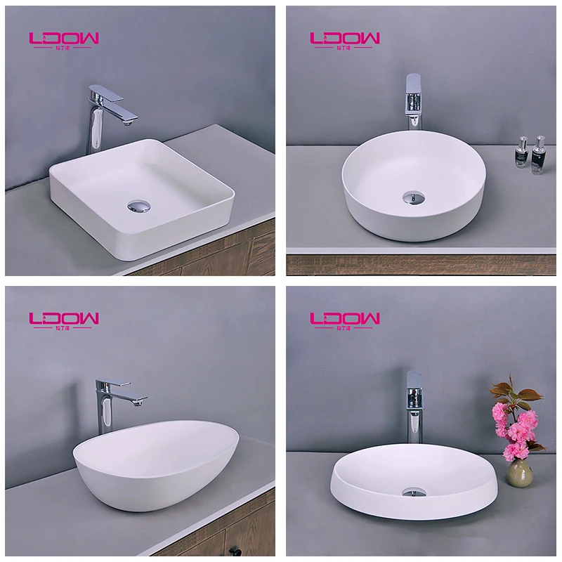 Hotel apartment New Design high quality products small size grey terrazzo bathroom sink No Hole Counter top Sinks