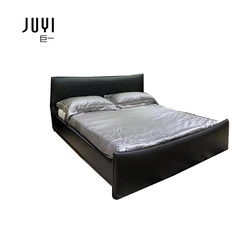 Juyi Italian design leather double bed 1.8m master bedroom high back bed light luxury minimalist high-end leather art bed