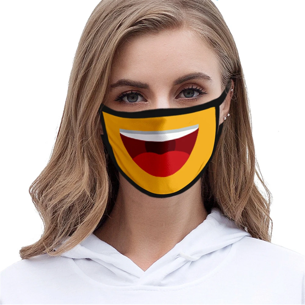 
Fashion Smile pattern cloth mask customized design Dust-proof cotton mask digital printing washable masks 
