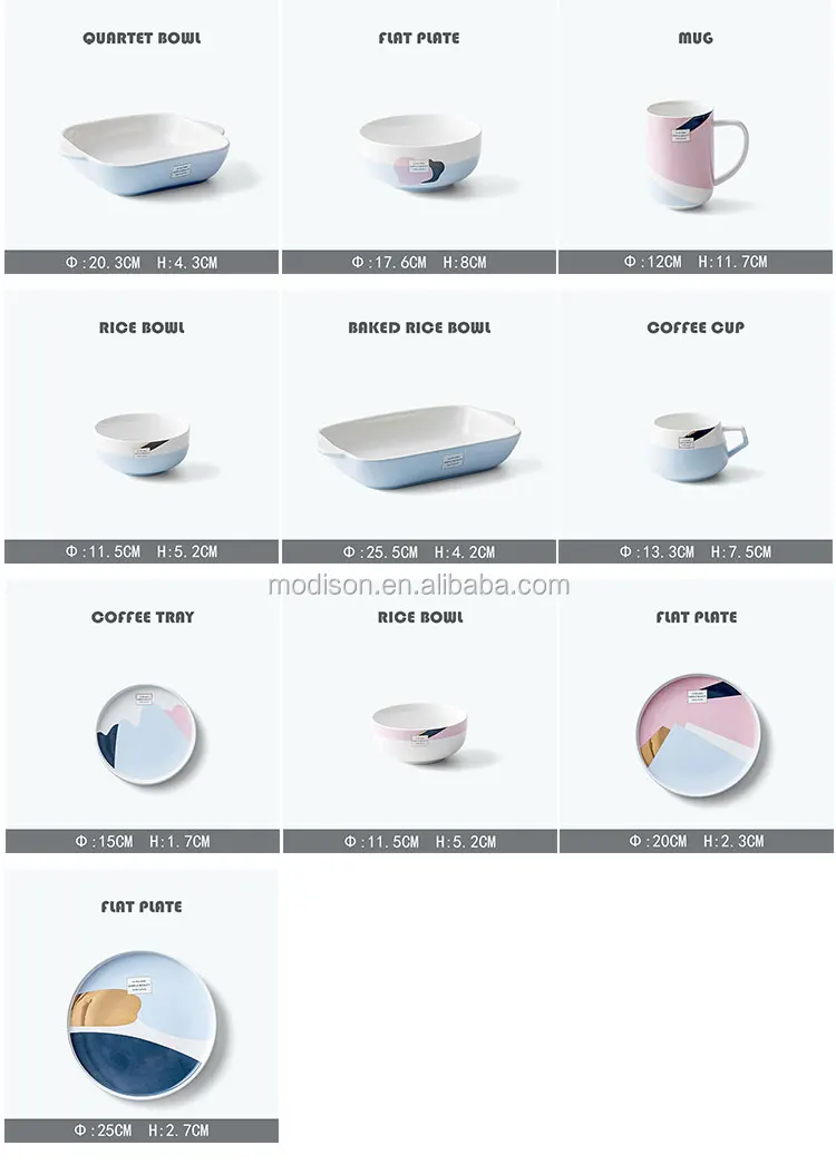 Hot Sale Fresh Style Dishwasher Safe Round Plate Bowl Ceramic Dessert Dinnerware