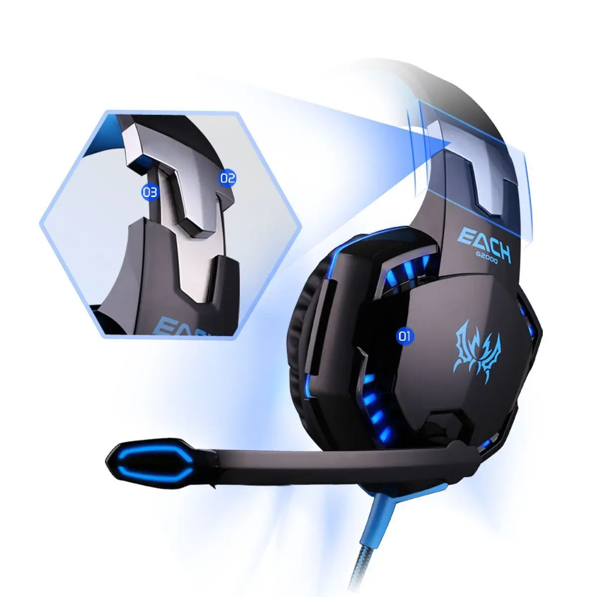 2020 new gaming headset g2000 pc wired gaming headphones