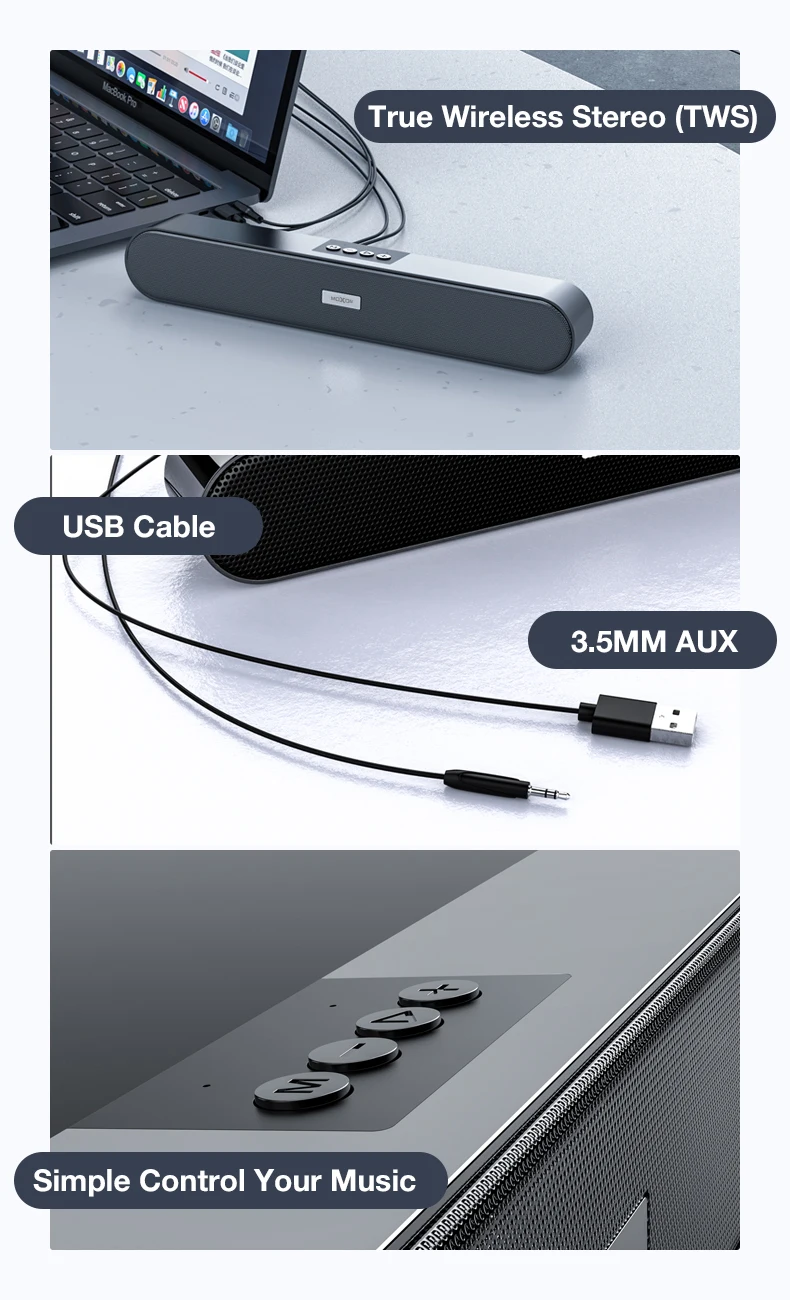 Moxom V5.0 Pc Soundbar Wired And Wireless Computer Speaker Home Theater