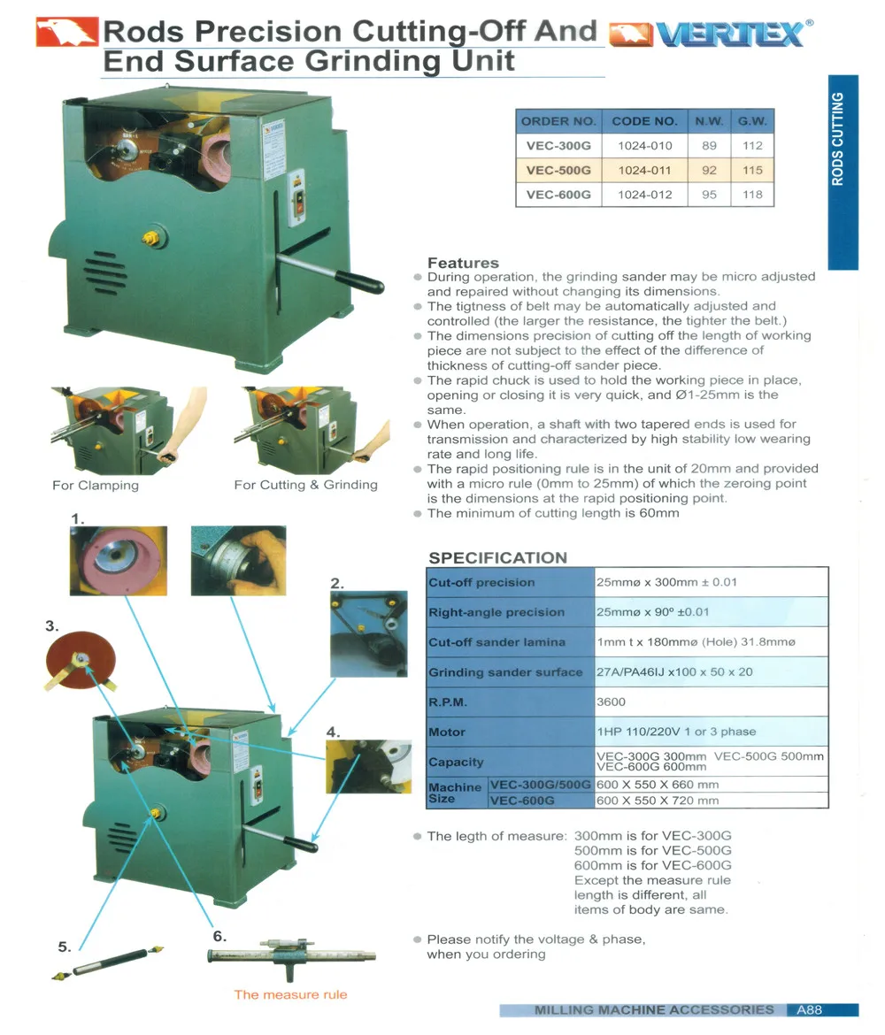 Vertex Tool Vec-600g Rods Precision Cuttint-off And End Surface ...