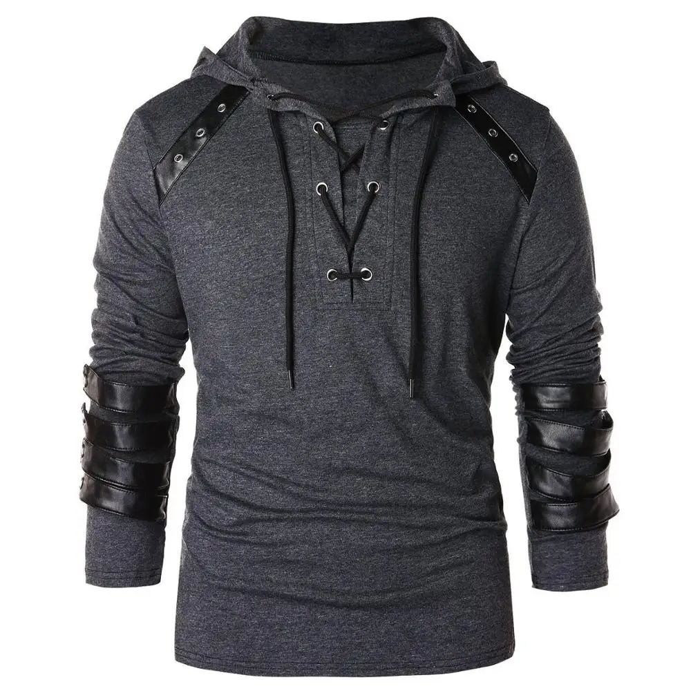 Men’s Medieval Renaissance Shirt – Lace-Up Collar and Billowy Sleeves