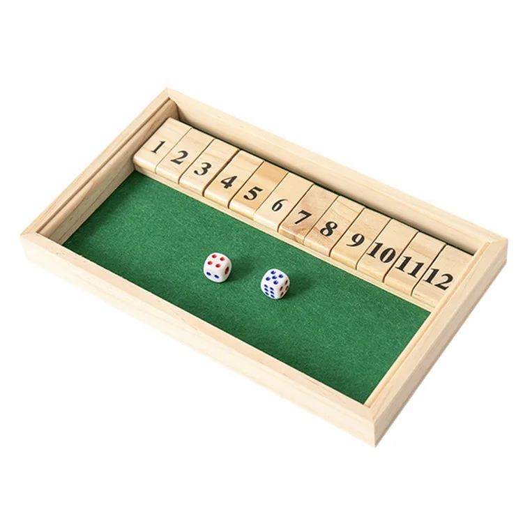 木头豪华12数字关闭盒子骰子棋盘游戏