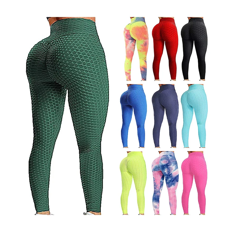 

QC309 Hot Selling Women Slimming Gym Fitness Workout High Waisted Textured Scrunch Butt Lift Yoga Pants Tights leggings