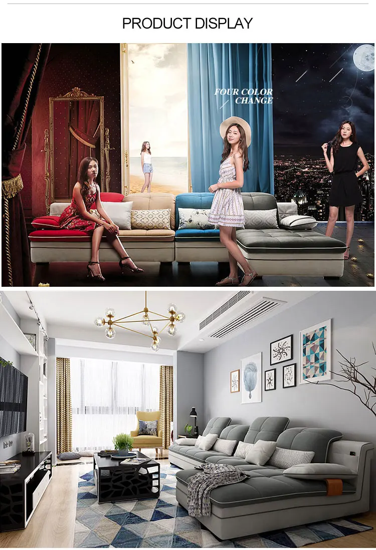 Modern Recliner Furniture Living Room 5 4 3 Seater Modern Velvet Fabric Sectional Sofa