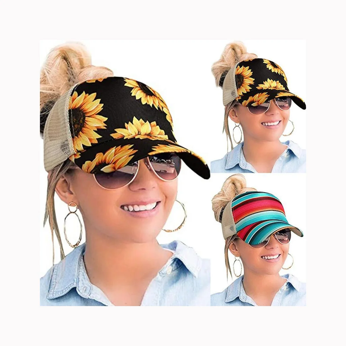 

Sun flower Baseball Hat Ponytail Hats,30 Pieces