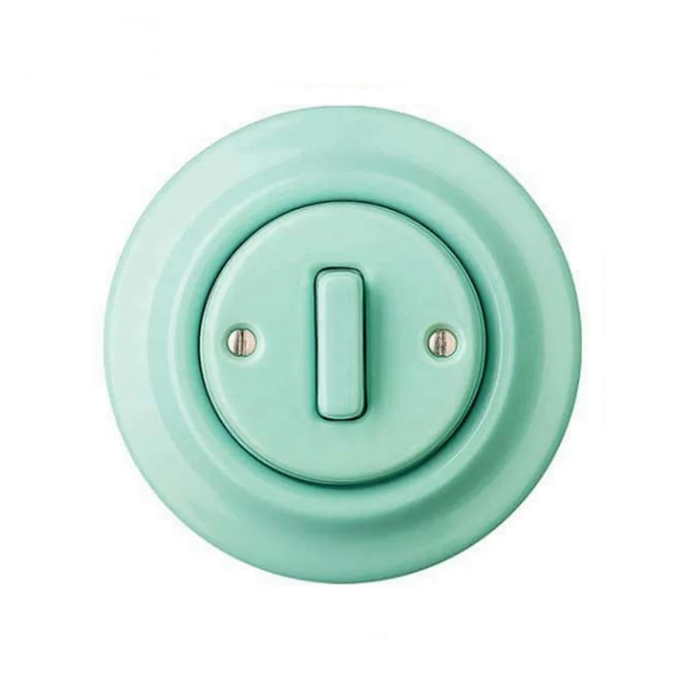 1 Gang flush mounted porcelain button switch,retro switch socket,ceramic light switch