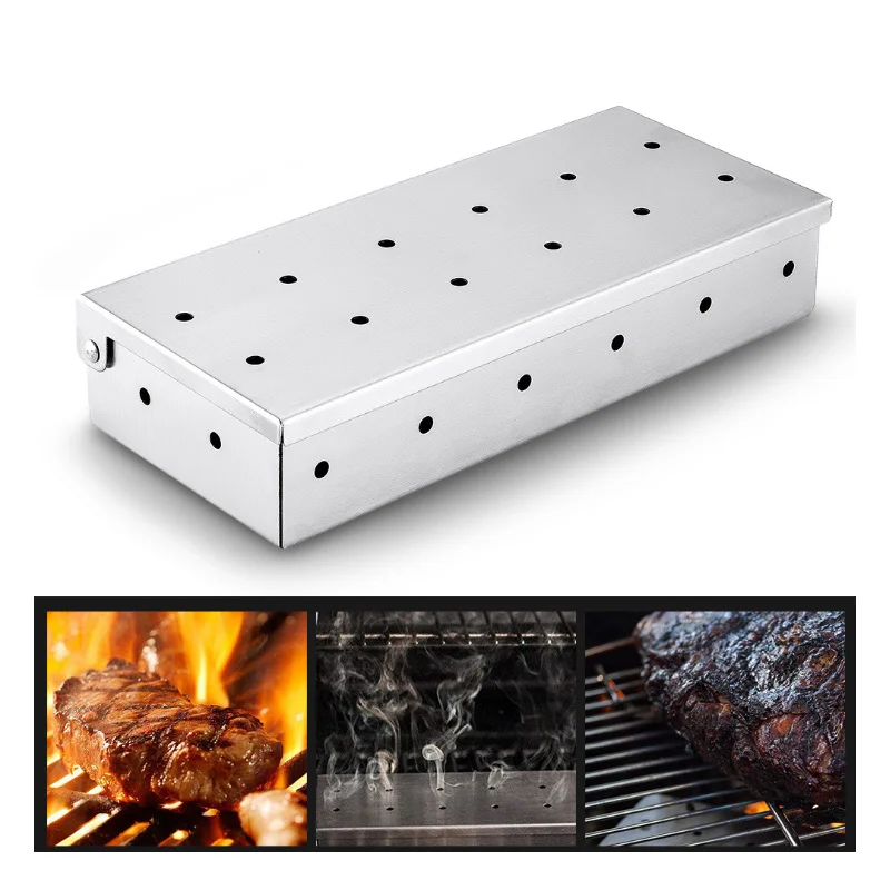 Stainless Steel Bbq Smoker Box For Grilling Wood Chips On Gas ...