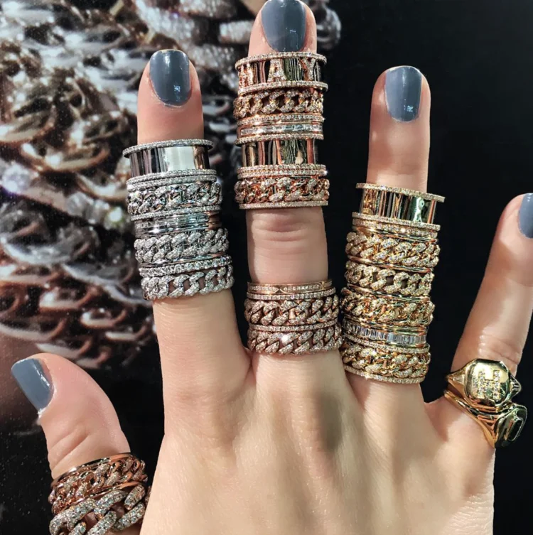 2018 luxury women men jewelry hip hop Rock design cz link chain jewelry ring