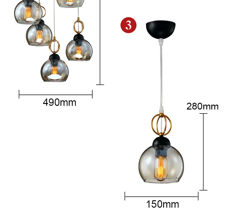 Paint Matt Black Antique Copper Suspended Best Selling Glass Lamp Shade Chandeliers