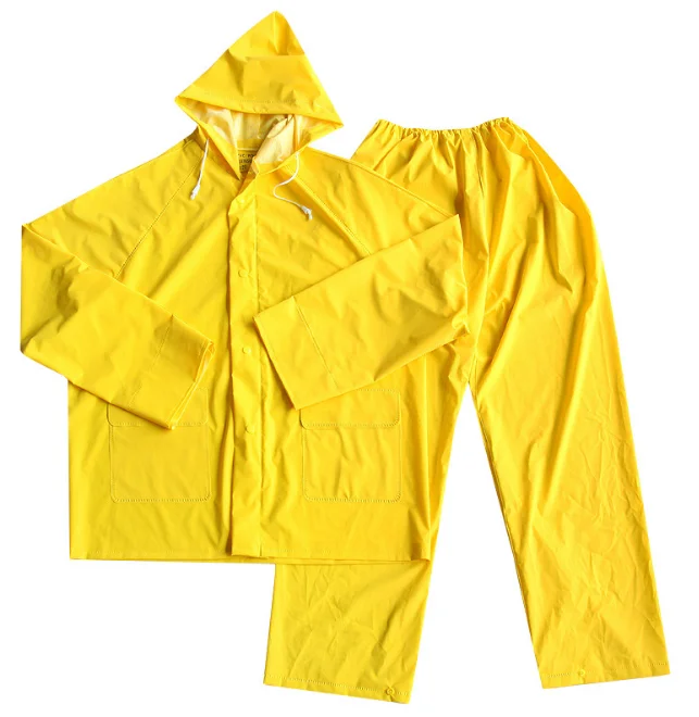 Waterproof And Windproof Heavy Duty Pvc Yellow Work Rain Suit Rain Gear ...