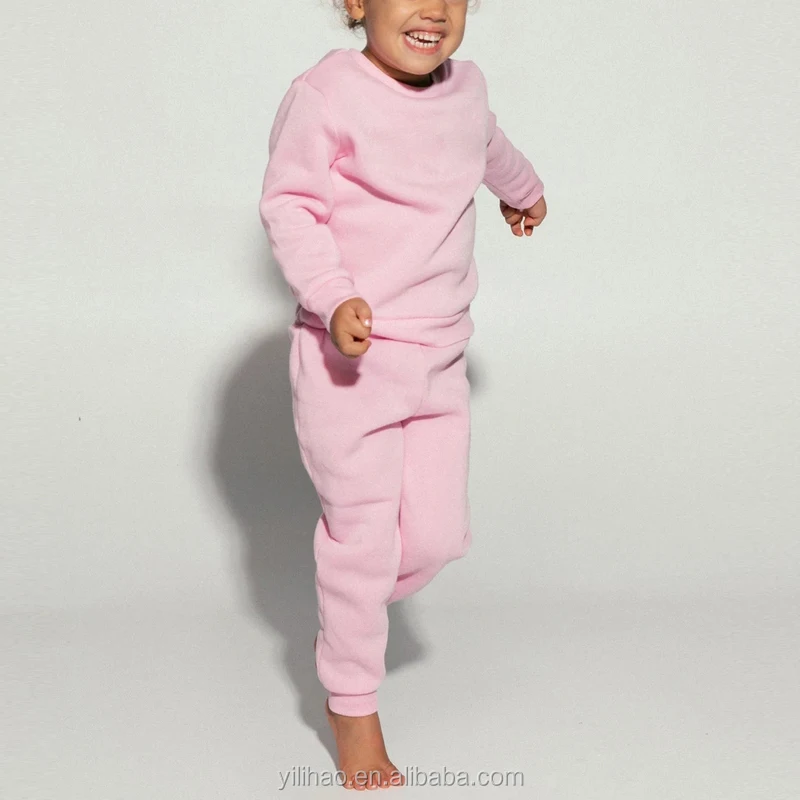 Custom Plain Kids Tracksuit Baby Boy Pullover Tracksuit Two Pieces