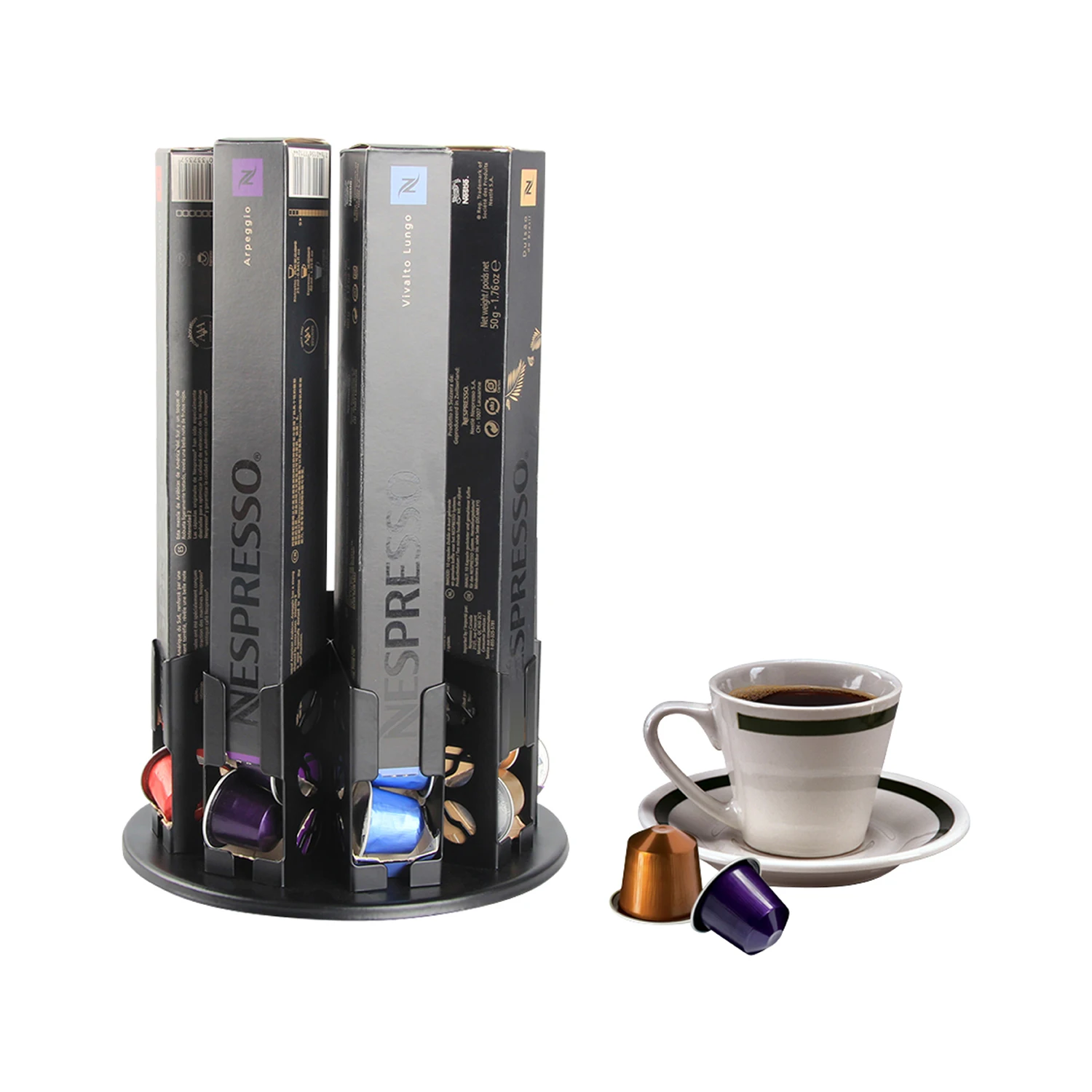 Capsule Stand Coffee Tower Box N80 silver for Nespresso Pod Dispenser