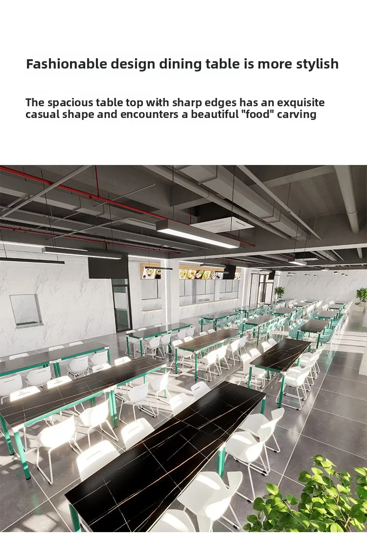 product modern four person school canteen dining table chair one piece metal combination for hotel outdoor bedroom hospital use-13