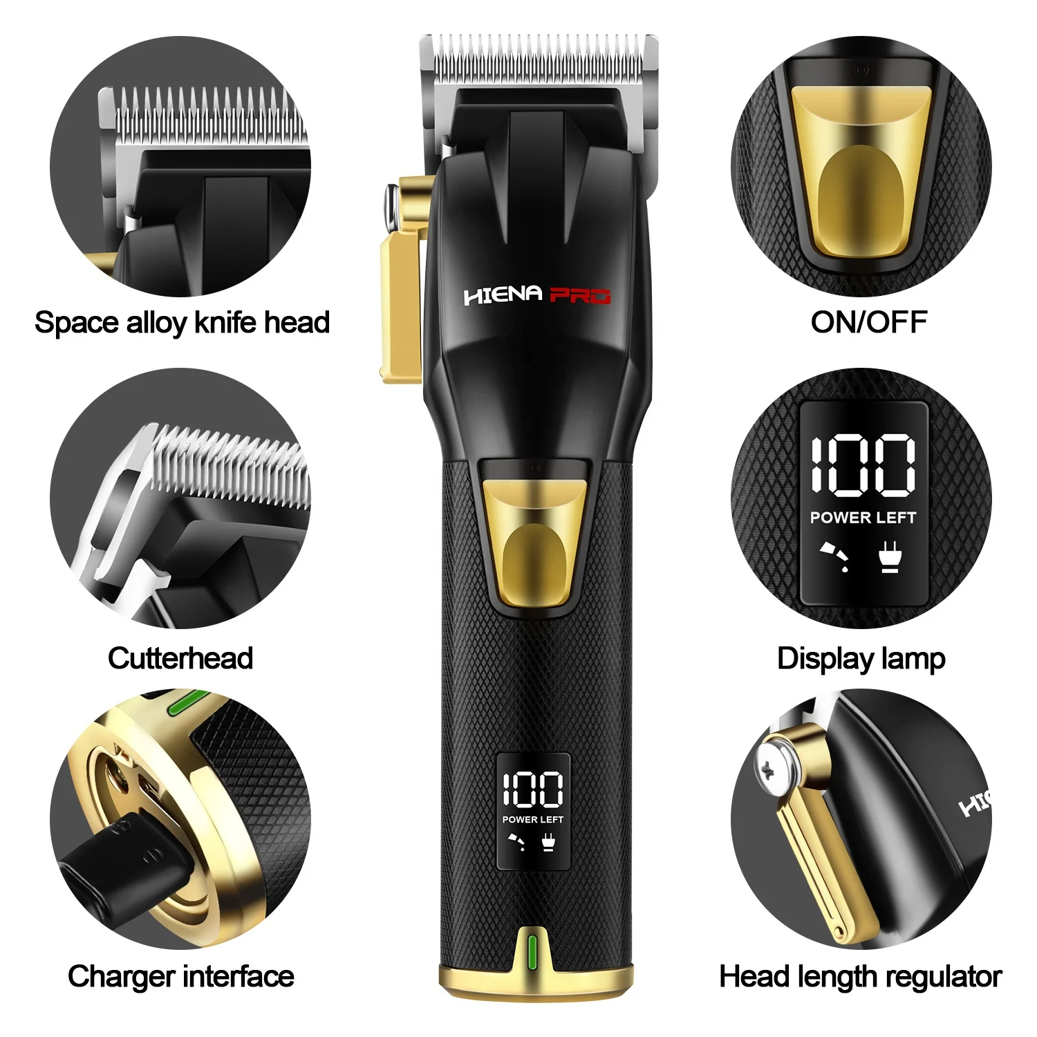 Hiena Pro Pritech Portable Electric Cordless Salon Men Barber Clippers