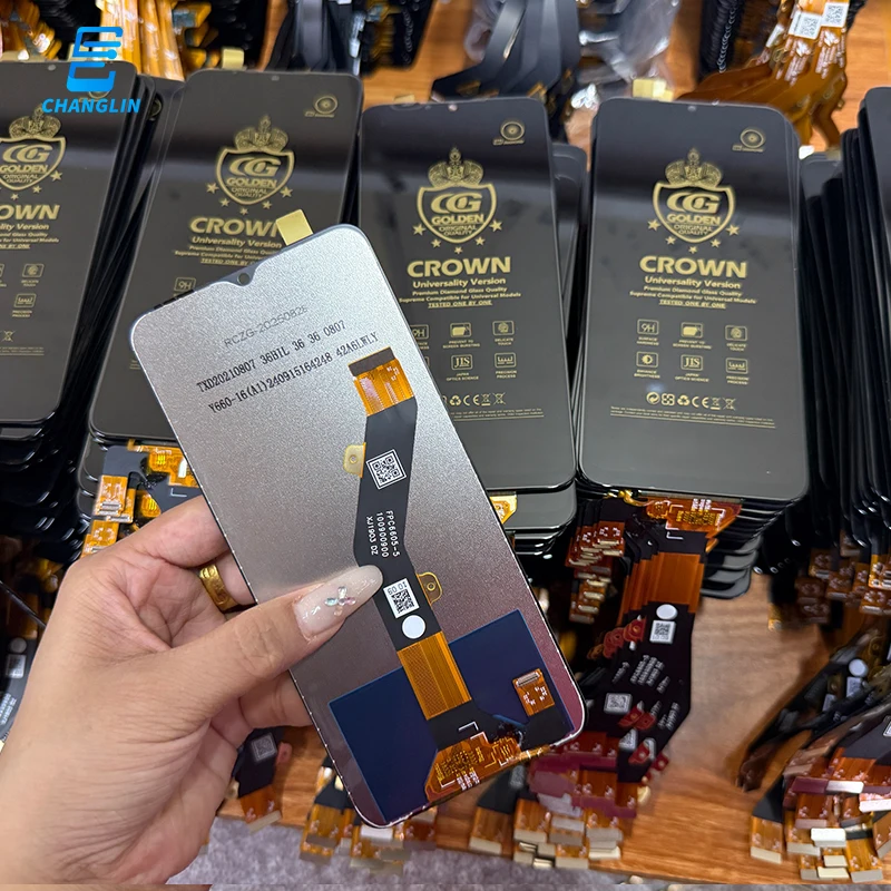 Close-up of Itel S24 LCD flex cable connector showing gold-plated pins and secure latch mechanism