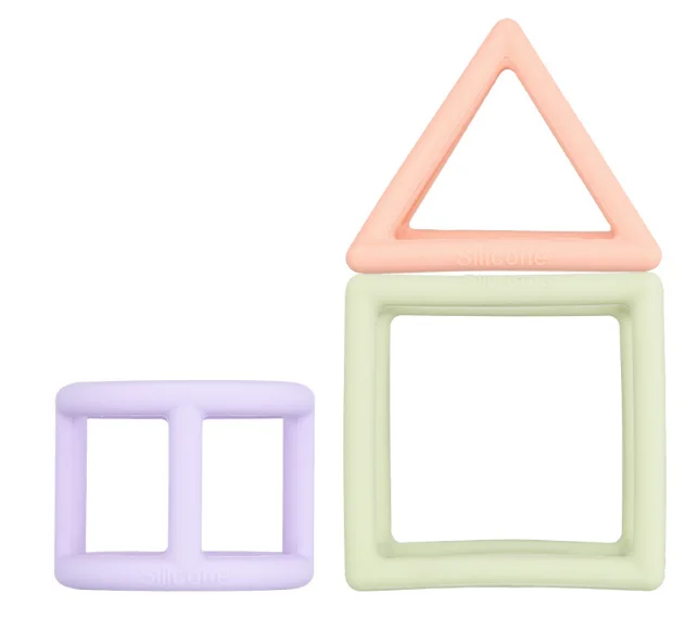 xh bpa免费食品级最新三角形状硅胶牙胶咀嚼玩具