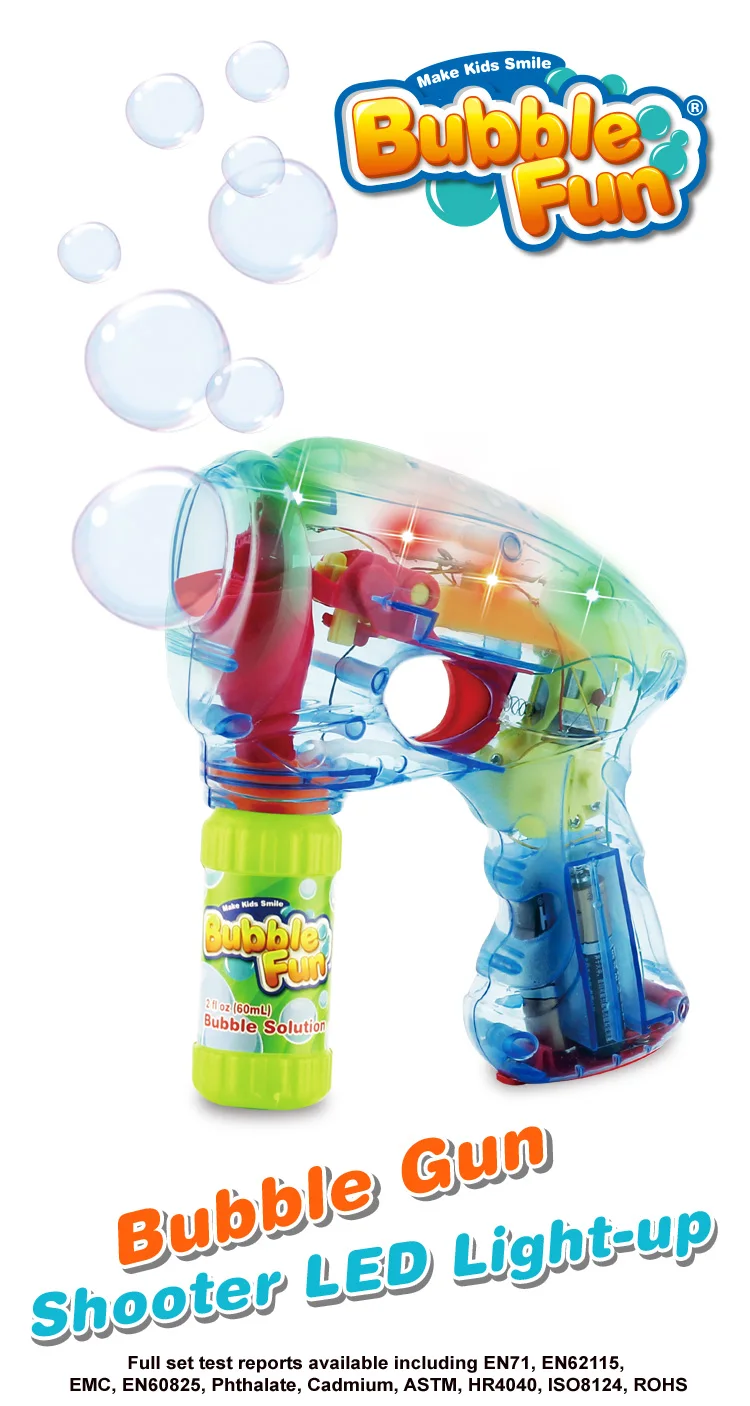 LIGHT UP FLASHING BUBBLE GUN machine toy blower bubbles LIGHT UP BATTERY OPER 