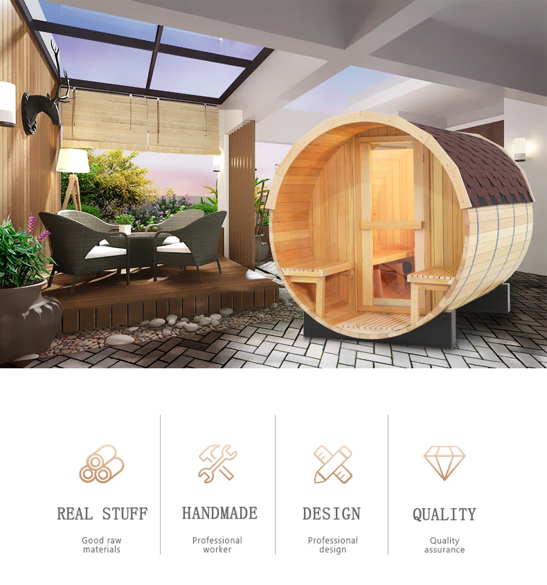 Wholesale Canadian Hemlock/cedar Traditional Steam Sauna Room Barrel Sauna Outdoor Sauna For
