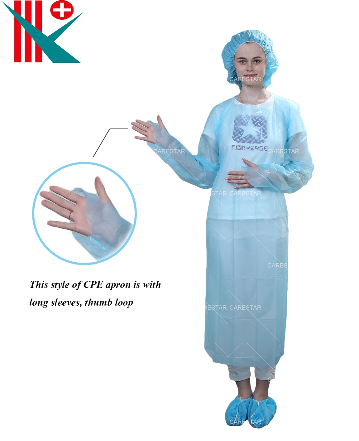 Disposable Cpe Apron With Long Sleeves,Thumb Loop Buy Plastic Apron