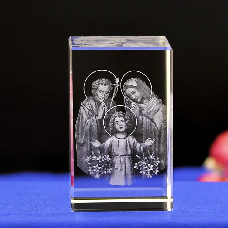 3D Laser Crystal Block for Premiere Communion Souvenir Gifts with Jesus Figurine Religious supplier