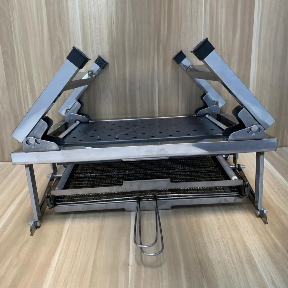 New stainless steel barbecue grill portable folding grill for outdoor camping grilling meat and fish rotating household BBQ rack details