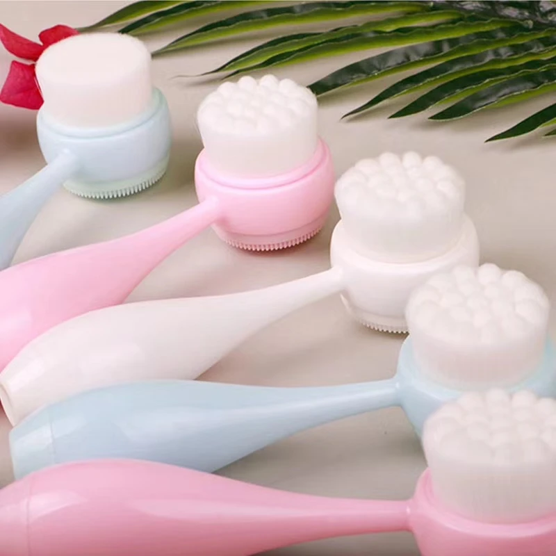 3D cheap Double Side Portable Silicone Facial Cleansing Brush hot sale factory wholesaler