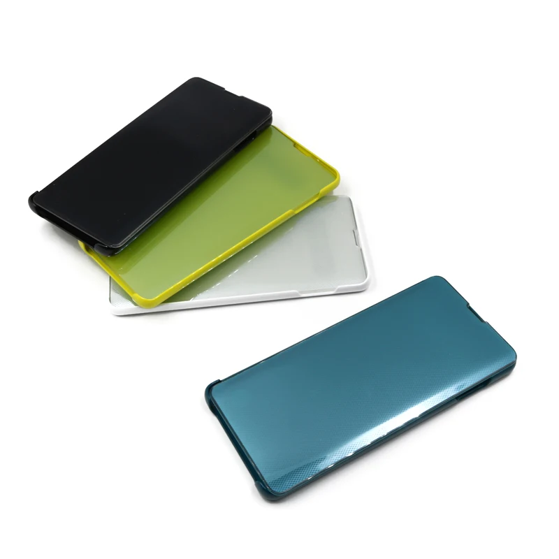 Clear view mirror leather flip mobile phone cover case for iphone 11 for samsung s10 s9