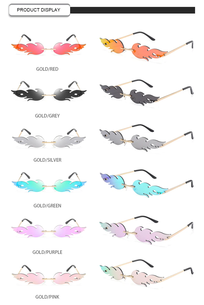 2019 Personality Small Frame Logo Printing Flame Men Women Sunglasses