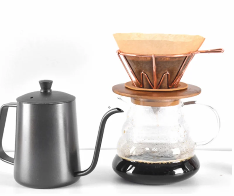 V Shape Barista Pour Over Drip Coffee Paper Filter White Brown Color