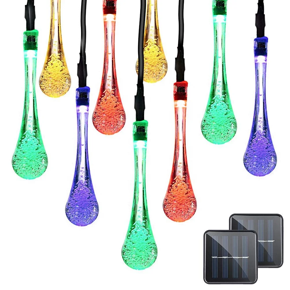 Bolylight Solar Lamp String Water Drop Shape Led Outdoor Decorative Stake Lights Holiday Time Light