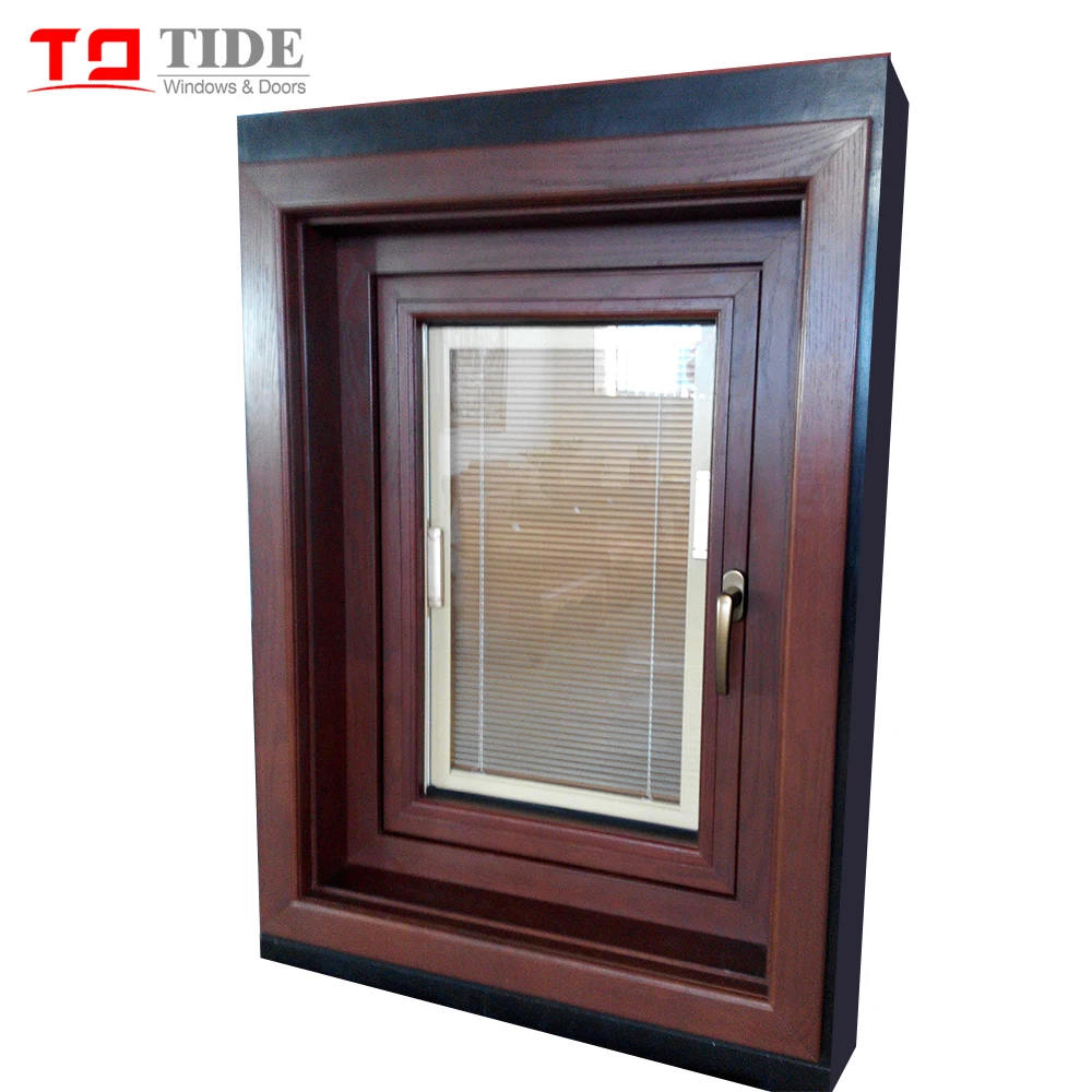house adumbral Internal blinds aluminum wood window with surrounding frame