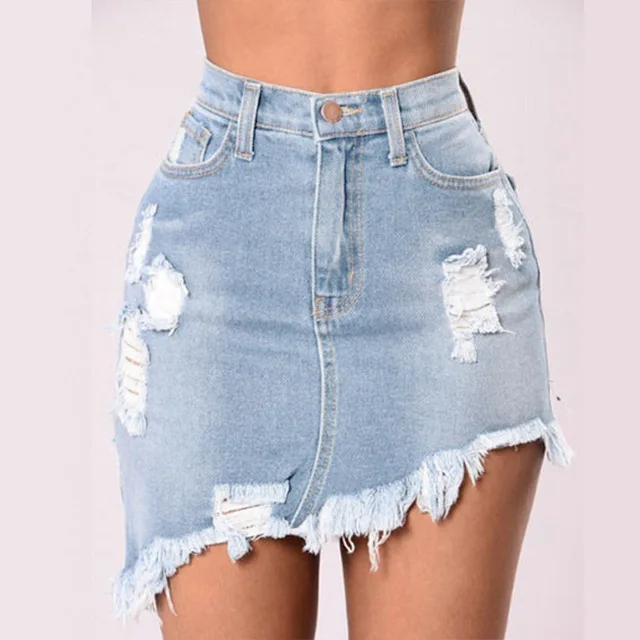 2019 Fashion Hot Sale Women Casual Mid Waisted Washed Frayed Pockets 4669