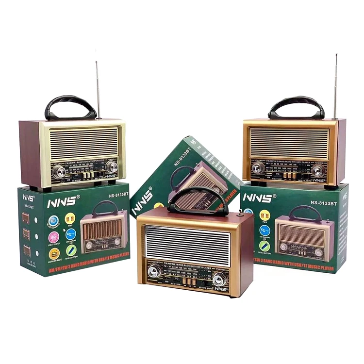Vintage Wooden Radio NS-8133BT, AM/FM/SW 3 Band Radio with