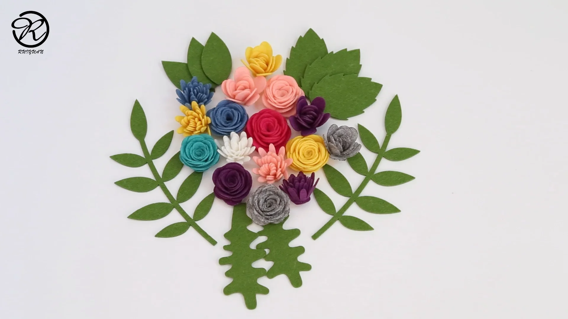 Custom Diy Mini Felt Rose Flower Bouquet Die Cut 3d Wool Felt Flower