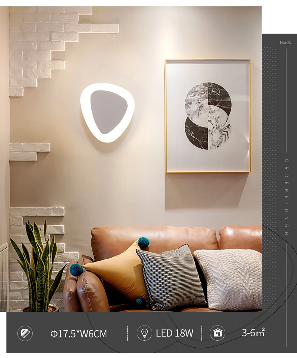 New design 18W 24W indoor wall light triangle 180degree rotatable white LED night light