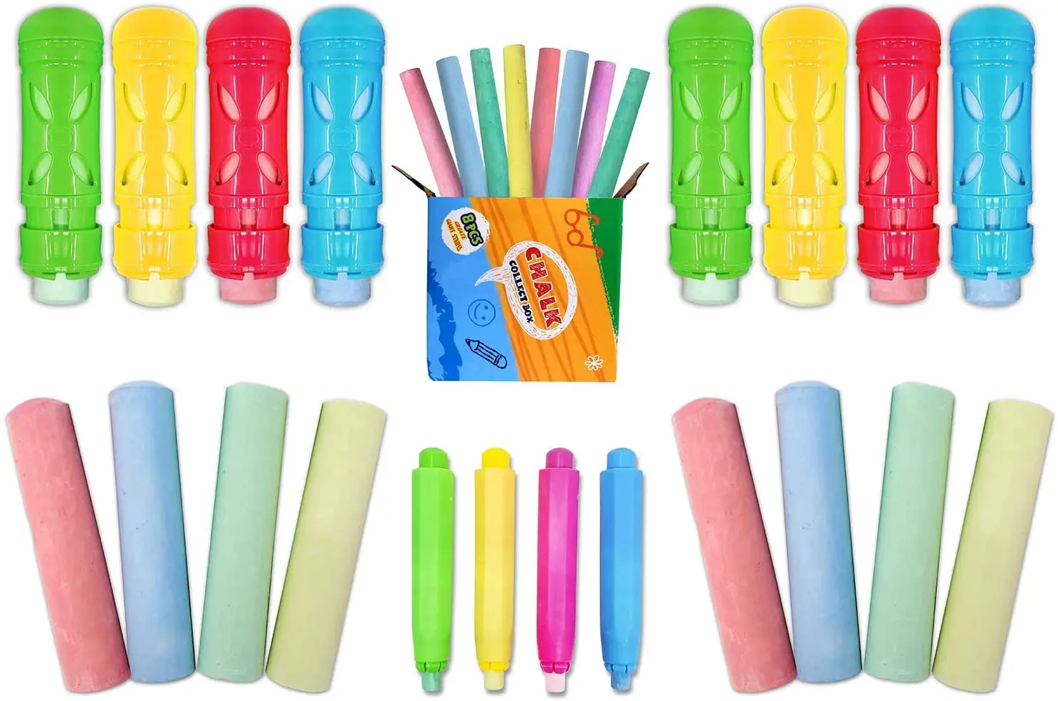 40pcs Graffiti Toy Sidewalk Chalk With Holder Set Outside Chalk Colors