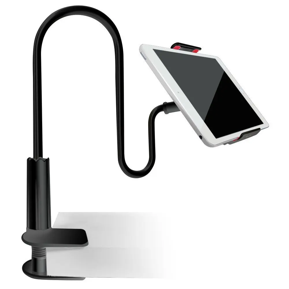 
Cellphone & Tablet 2 in 1 Stand Holder Clip with Grip Flexible Long Arm Gooseneck Bracket Mount Clamp Compatible with Pad/iPhone 