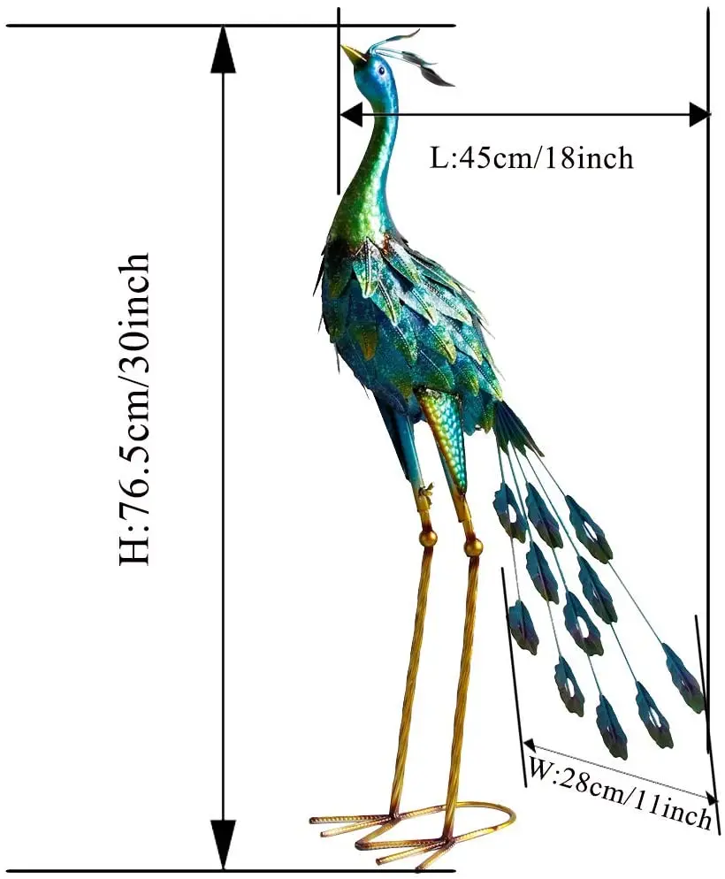 Estatua De Metal Al Aire Libre,Estatuilla De Pavo Real Elegante Grande