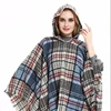 2019 winter new colorful lattice hooded cape shawl hooded cap air conditioning large shawl Capped Cape shawl