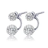 925 Silver Two Zircon Round balls Personalized two function stud earrings for women
