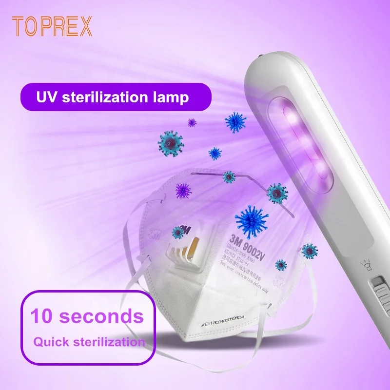 Fast shipping NO MOQ purple light source usb rechargeable portable deep uv ultraviolet led sterilizing germicidal lamp