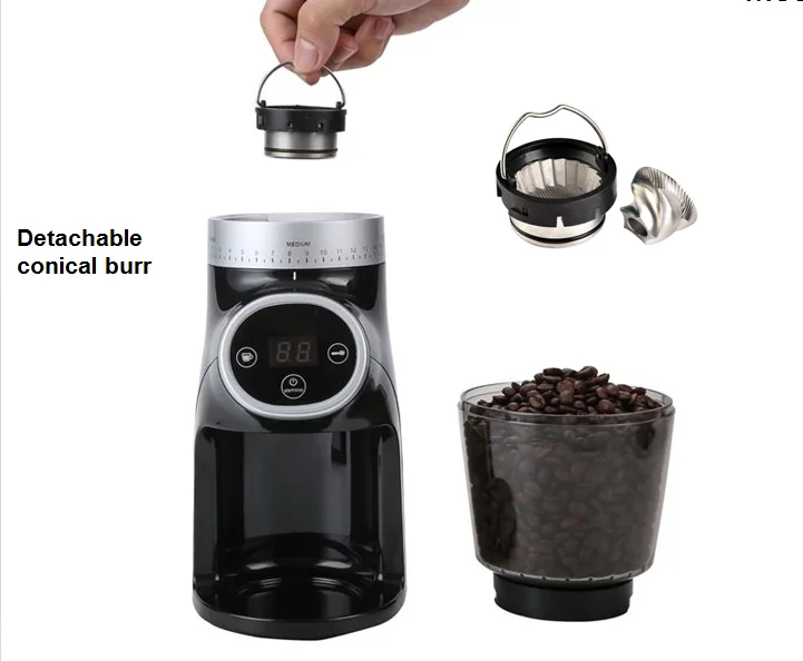 Home Office Custom Logo Coffee Bean Holder With Detachable Conical Burr