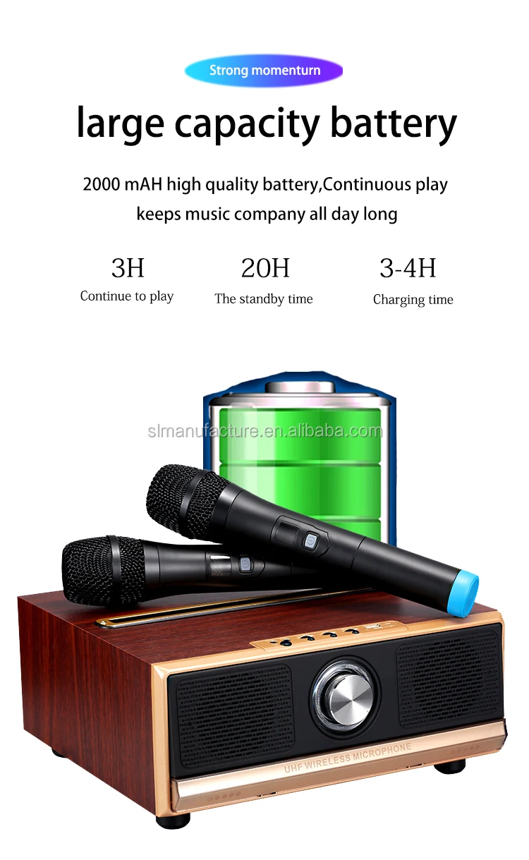 2000mah High Capacity Family TV Stereo Home Karaoke Blue tooth BT Wooden Speaker with MIC Microphone - ANKUX.COM