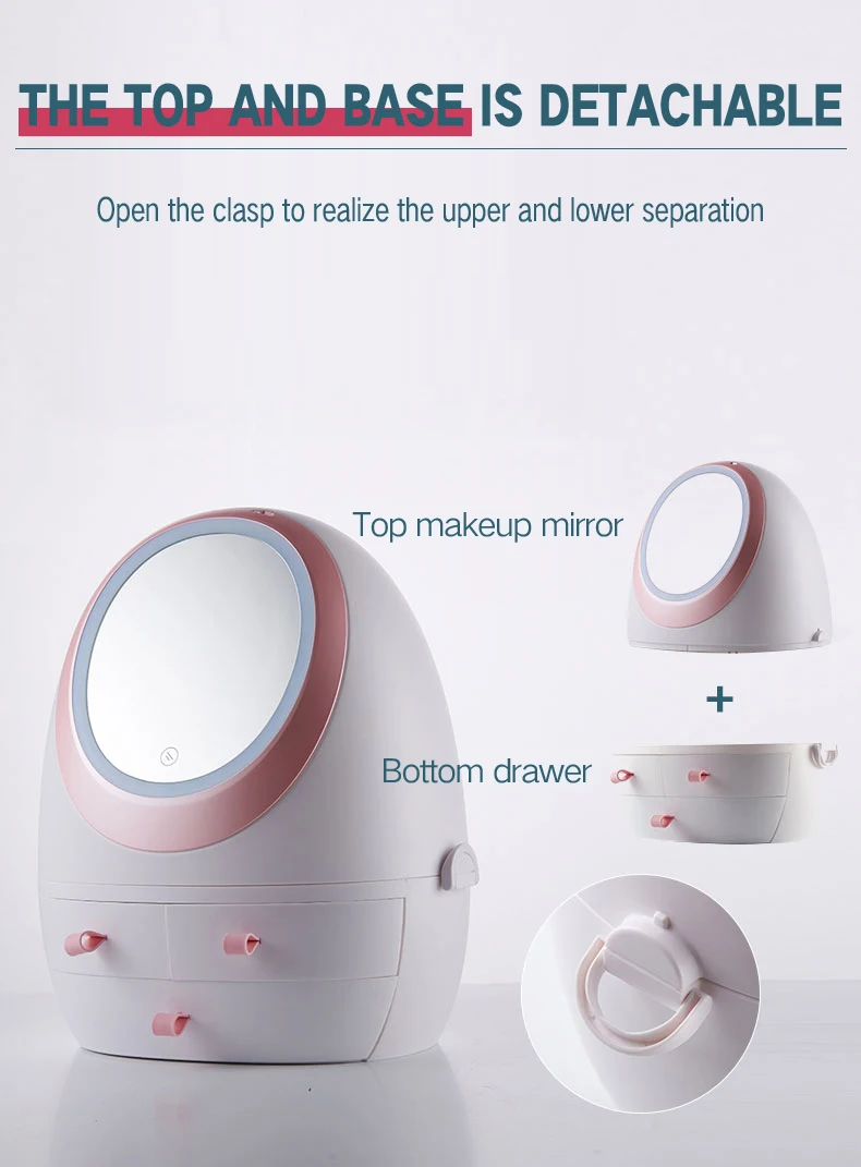 New Fashion Vanity Makeup Box With Led Light Mirror Drawer Type