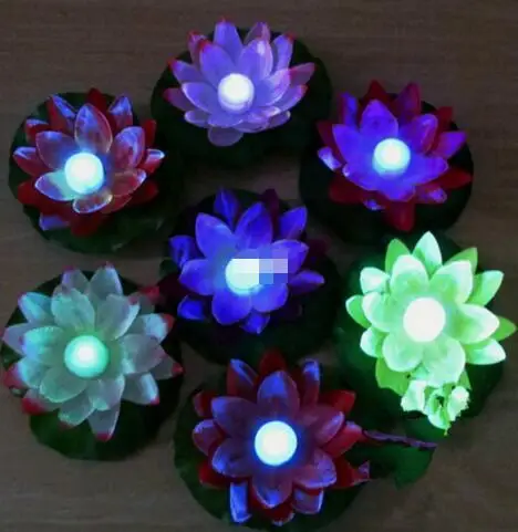 New Arrive Diameter 19 cm LED Lotus Lamp in Colorful Changed Floating Water Pool Wishing Light Lamps Lanterns for Party