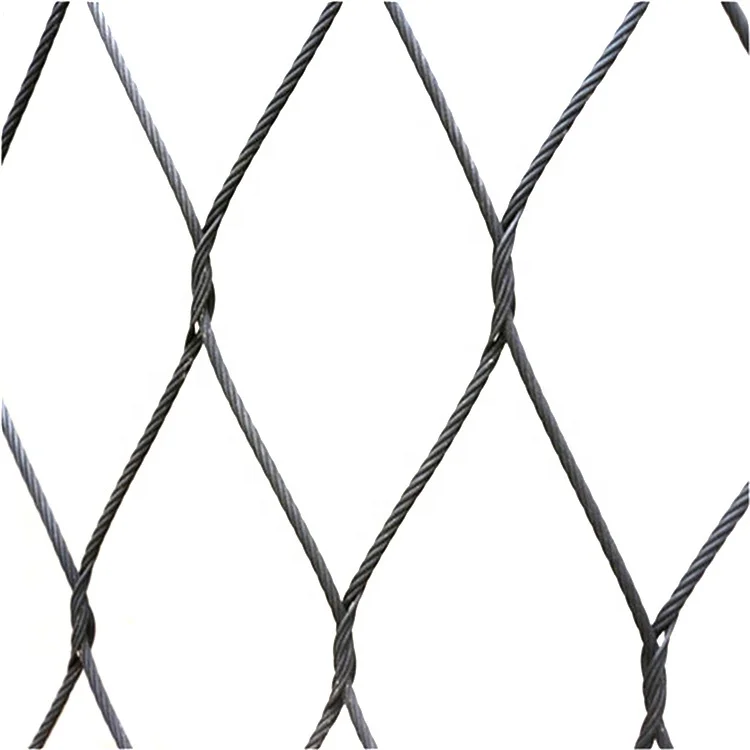 结型黑色氧化物高 quanitly 柔性不锈钢钢丝绳网格/动物园网格