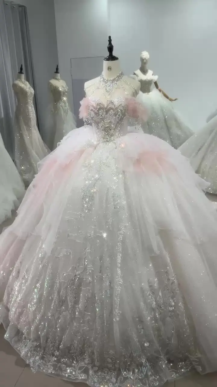 pink fairy wedding dress Pastel Pink Floral Appliqu Tulle Ball Gown with Strapless Corset Bodice Romantic Fairy Princess Evening Dress Couture Plus Size Size 0 / Pink / No